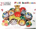 JUNGLE THEME 21 PCS BALLOONS SET JUNGLE PARTY DECORATION FOIL BALLOONS SET. 