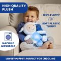 Soft tummy button to activate the 30 minutes of lights and sounds.. 