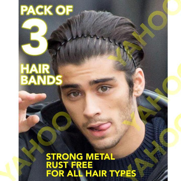 3PCS Wave Headband Metal Strong Hold Rust Free Hair Band Accessories for Men and Women Best Quality Strong Metal Zig Zag Hairband for Men & Women - Black