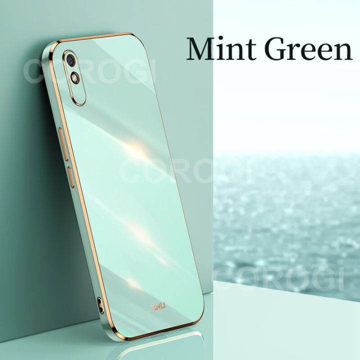 For Xiaomi Redmi 9A Back Cover Luxury 6D Plating Soft Case Camera Lens Protection Square Frame Silicone Glossy Shockproof Mobile Phone Cases