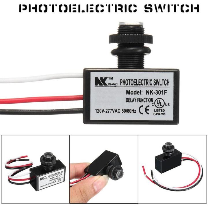 NK-301F AC 80V-277V LED Light Fixtures Photoelectric Switch Light Photocell Sensor Lighting Outdoor Security Photo Electric Resistor Light Sensor Control Switch 50/60Hz