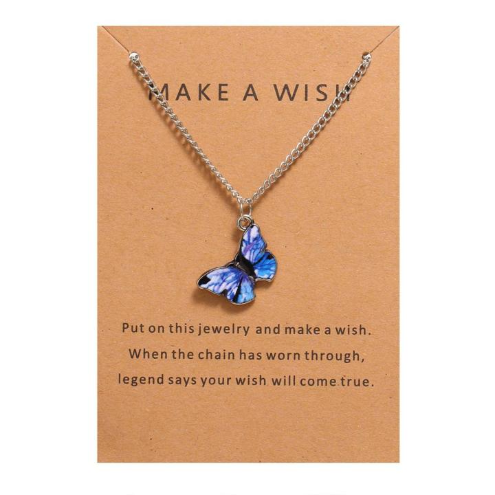 Fashion Trendy Butterfly Pendant Necklace for Women Make A Wish Statement Necklace Jewelry Gifts Wholesale Dropshipping