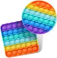 Pop It Toy Set 2 Rainbow Multicolour Fidget Toys for Stress Relief and Entertainment. 