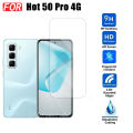 3 in 1 Infinix Hot 50 Pro Acrylic Phone Case For Infinix Hot 50 Hot 50i 40i 40 Pro Casing With Magnetic Wireless Charging Sticker +Full Coverage Tempered Glass Screen Protector. 