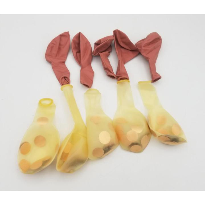 5 ROSE GOLD BALLOON AND 5 CONFETTI FILLED BALLOONS ( PACK OF 10 LATEX BALLOONS )