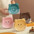 8pcs Cute Cartoon Bear Dish Plate Set With Stand, Reusable Plastic Dessert Dinner Plate Creative for Fruit,Snack,Nuts,Cartoon Design Dish Kitchen Accessory. 