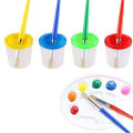 9 Pcs No Spill Paint Cups Set with Paint Brushes and Paint Tray Palette, Paint Cups with Lids for Kids Art Painting. 
