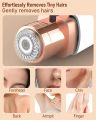 2-in-1 Eyebrow Trimmer for Women - Facial Hair Remover Machine For Women - Face,Upper Lips,Cheek, Chin and Nose Hair Remover, USB RECHARGEABLE Epilator With Ring Light (Pink). 