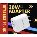 20W DUal port Charger with Inteligent Fast Charging. 