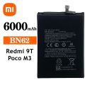 Redmi 9T / Poco M3 Battery Replacement BN62 Battery with 6000mAh_Black. 
