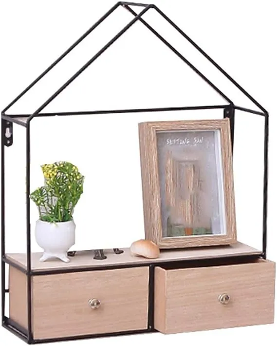 Decorative%20Items%20Iron%20House%20Rack%20Double%20Drawer%20Shelves%20Triangle%20Art%20Solid%20Wood%20Drawer%20Home%20Decoration%20Items%20for%20room%20&%20Wall%20Black%20-%20Size%2034X12X43CM%20-%20Image%204