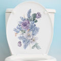 Purple Flower Leaves Wall Sticker Bathroom Toilet Decor Living Room Cabinet Home Decoration Decals Beautify Self Adhesive Mural Conbo. 