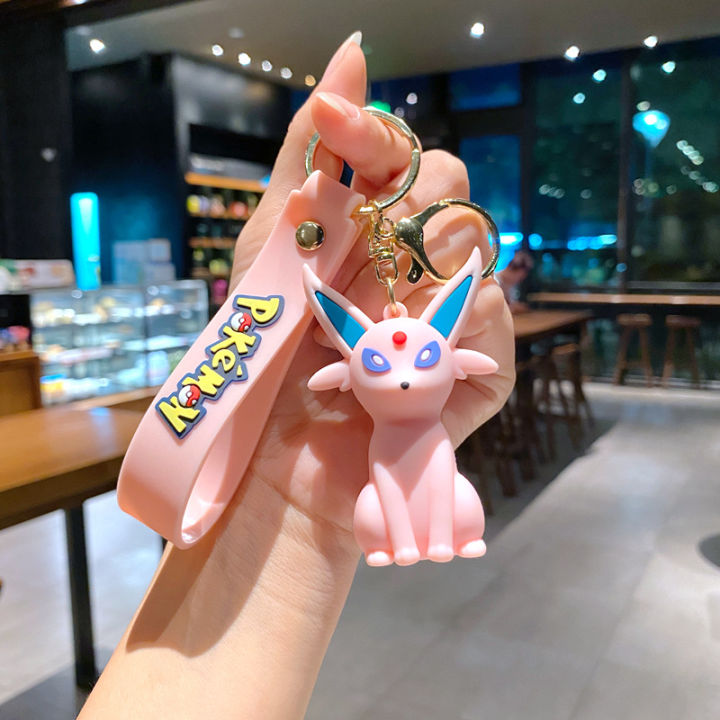 Cartoon cute Pikachu Eevee keychain creative couple small gift car key chain bag pendant