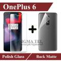 OnePlus 6 Tempered Glass Premium Quality Screen Protector + Back Matte Protector High Quality Soft Skin Sheet For 1+6. 