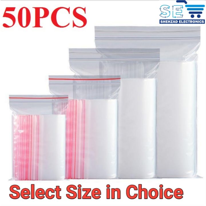 50PCS Resealable Vacuum Air Tight Clear Zip Lock Ziplock LDPE Plastic Bag multiple sizes to choose from