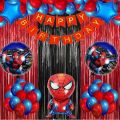 71 PCS Spider Man Birthday Theme Decoration Grand Set - Blue & Red Theme Set for Birthday Boys, Grand Spiderman Balloon Theme Decoration, Boys Birthday Accessories Items, Package for Boys Birthday. 