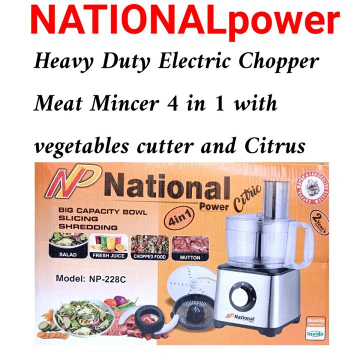 4 in 1 NP NationalPower 1.2 Liter Electric Meat Chopper With Vegetable Cutter and Citrus / Food Processor / Meat Grinder 800 watts