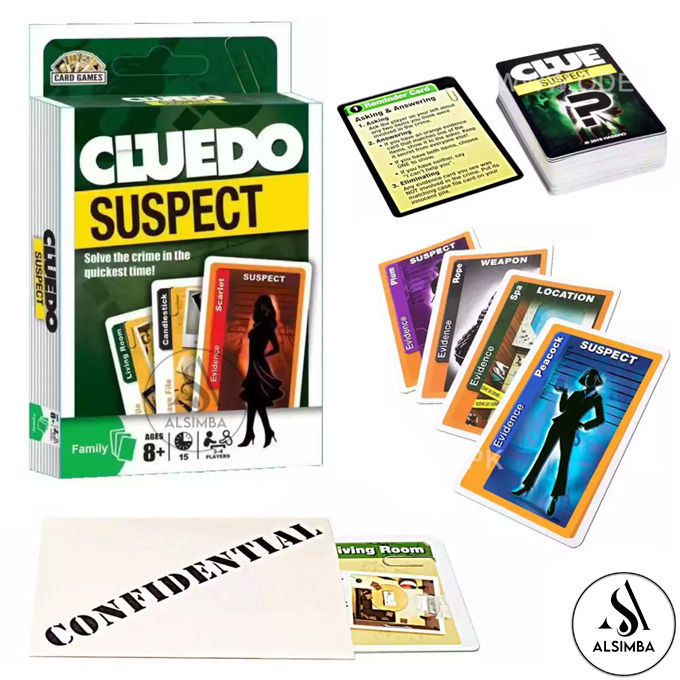 Cluedo Suspect Card Game Best Imported High Quality - New Special Edition All The Fun of Clue - in Minutes! Play with your Friends and Family - 84 Cards - 3 to 4 players Game - For Ages 8+