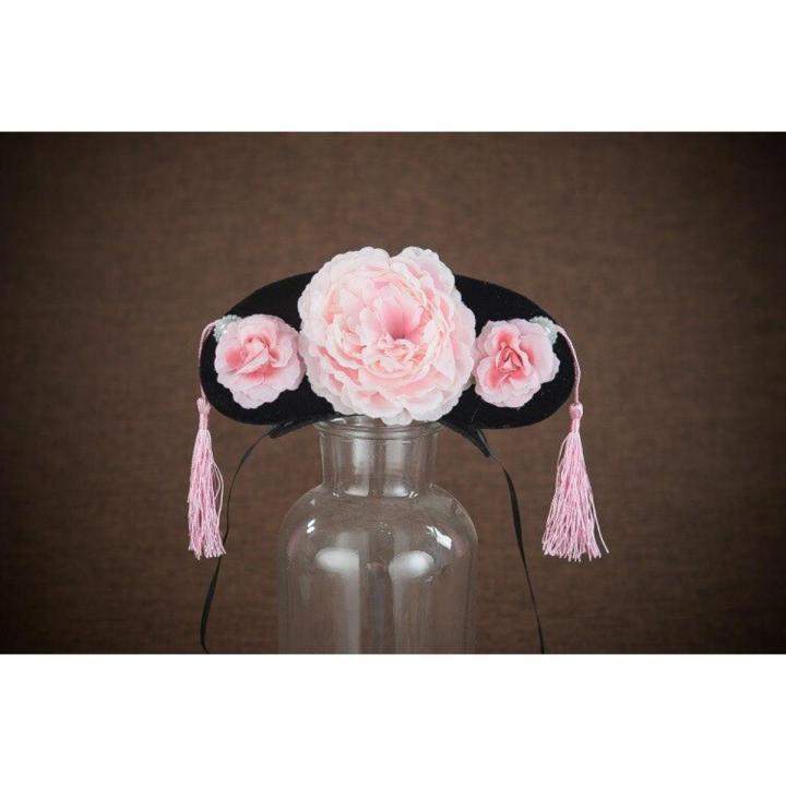 【Happy childhood memories】Newborn Baby Photography Props Headwear Chinoiserie Manchurian Headdress Infant Girl Flower Hat Chinese Princess Headwear