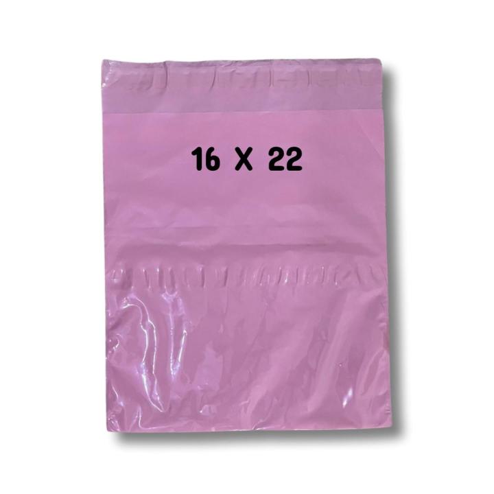 Pink Courier Flyer Bags With Address Pocket Extra Large 16 X 22 Inches - 50 Pieces