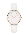 White Leather Strap Watch- Unisex. 