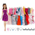 20 Set Fashion Girl Doll Toy Dresses Outfit Clothes Costume Doll Accessories Compatible For Barbie Dolls（10x dresses+6x necklaces+4x glasses）. 