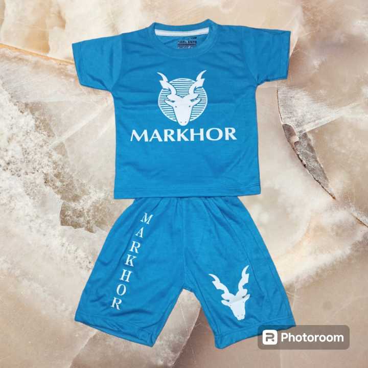 MARKHOR design cloths for Kids1-4 years kids, Random color Baby Boy Round Neck Sando and Short Cloth sets, Baba Dress, Summer Collection, Summer For Kids Soft Jersey Stuff