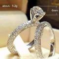 Stone Round Ring Set Fashion White Gold Filled Jewelry Promise Engagement Rings For Women. 