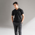 FITTED Black Drop Needle POLO Shirt for Men. 