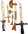 Pack of 5 Ertugrul Toys Collection - Wooden Sword and Axe Action Toys for Boys and Girls - Turgut Drilis IYI. 