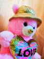 (56 cm / 22 inches) Soft Fluffy Sequin Heart Teddy Bear for Girls & Boys | Hat Style Stuffed Plush Toy | Cute Gift for Kids | Valentine, Birthday, Christmas Present. 
