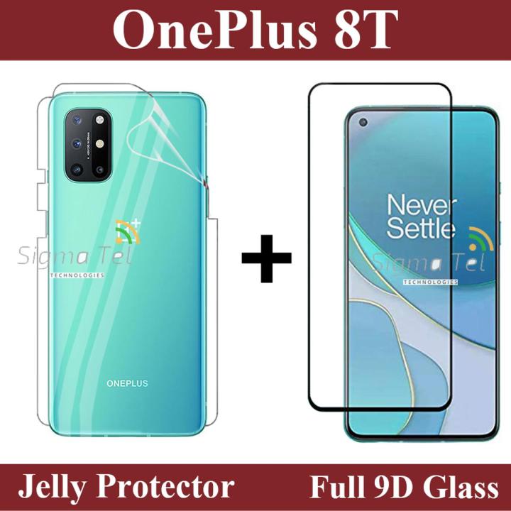 OnePlus 8T Full Black 9D5D6D10D11D21D Tempered Glass Screen Protector Full Glue Edge To Edge  + Back Clear Jelly Protector Soft Film Protection Hydrogel Film Protector For OnePlus 8T