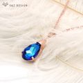 S&Z DESIGN New Fashion Water Drop Crystal Pendant necklace 585 Rose Gold Chain For Women Wedding Jewelry Simple Elegant Gift. 