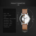 TOMI T080 Leather Straps Quartz Movement Water Resistant Wrist Watch Transparent Dial Fashion Watch for Men. 