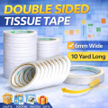 Double Sided Tissue Tape 6mm Ultra Thin Double Sided Tape for Gifts, Photos, Scrapbooking, Documents, Wallpaper, Crafts, Card and Boxes. 