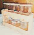 Spice Jars Masala Rack - Masala Box Set 6 Pieces With Spoons. 
