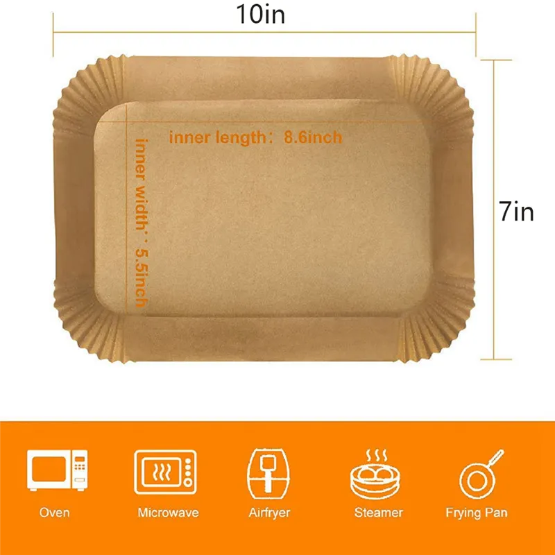 200 Sheets Air Fryer Disposable Paper Liner Compatible With Ninja DZ201/DZ401 Dual Airfryer Baking,Rectangular Perforated Parchment Paper Double Basket Air Fryers Accessories