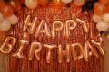 Elegant Birthday Rose Gold Theme Decorations with Black Balloons Combo. 