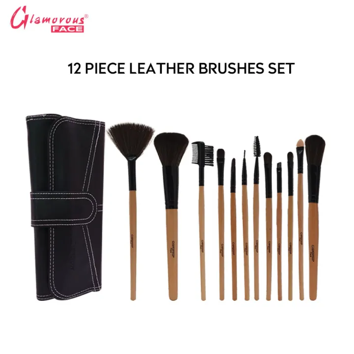 Glamorous%20Face%2012%20Pieces%20Brush%20Set%20With%20Leather%20Pouch%20,%20Complete%20Makeup%20Brushes%20-%20Image%203