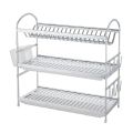 Techmanistan 3 Tier Aluminum Dish Drying Rack, Dish Cup Drying Rack Drainer Tray Cutlery Holder. 