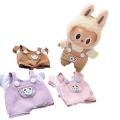 SF 15cm Blind Box Labubu Casual Plaid Backband Pants Set Macaron Labubu Pendant Doll Plaid Suit. 