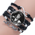 New Elvis Bracelet for Men Women Singer Star Poster Handmade Multilayer Leather Bangles Fans Souvenirs Gift. 