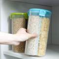 3 In 1 Transparent Air-Tight Jars Plastic Storage Box For Food Cereals Grain Sealed Container (1.5KG). 