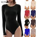 ECHIDNA Women Bodysuit Crew Neck Slim Fit Bodysuits Women Clothing. 