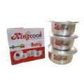 Pot Set Aluminium With Metal Finish 3 Pieces Baby Degchi Set Bowl pot with Lid Cover Stock Donga 3 Piece Set with Lids Kitchenware Pot Silver Steel. 