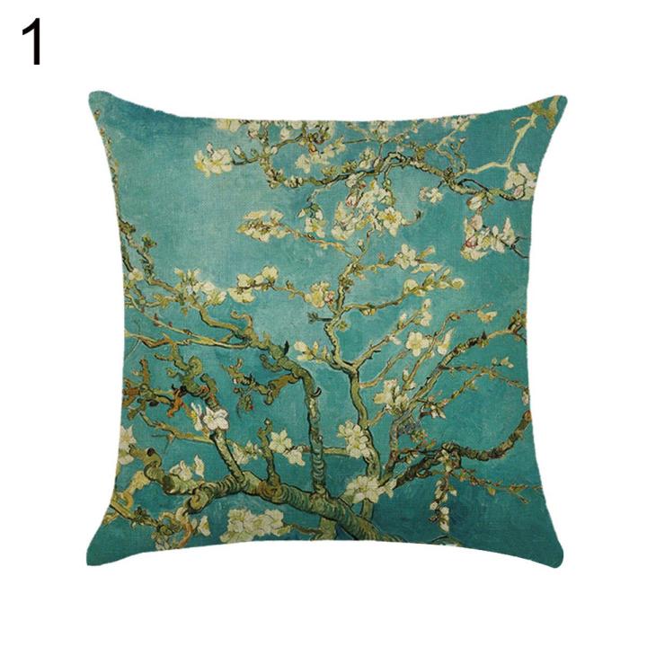 NYT Linen Flower Bird Tree Throw Pillow Case Cushion Cover Home Sofa Cafe Car Decor