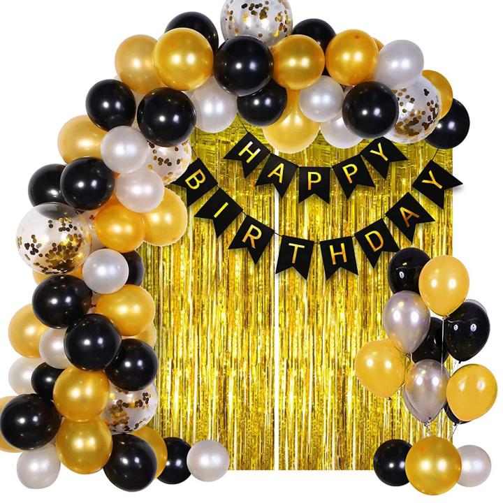 Happy Birthday Theme (1Birthday Banner+1Back Curtain+30Balloons +5 Confetti Balloons) Birthday Accessories Birthday party items Birthday Home Decors Birthday Decoration For Girls Birthday Accessories For Boys Birthday Decoration