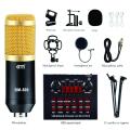 BM800 Condenser Microphone With V8s Sound Card, Bm 800 Mic Arm Stand Shock Mount Pop Filter for Studio Recording & ASMR Live steaming Gaming Maik - Black. 