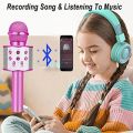 WS 858 Portable Wireless Bluetooth Microphone Rechargeable Karaoke Singing Mic for Kids and Adults, Perfect for Home and Party Use. 