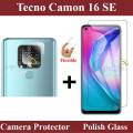 Tecno Camon 16 SE Tempered Glass Screen Protector Polish Glass + Back Camera 9H Gorilla Flexible Protector For Tecno Camon 16 SE. 